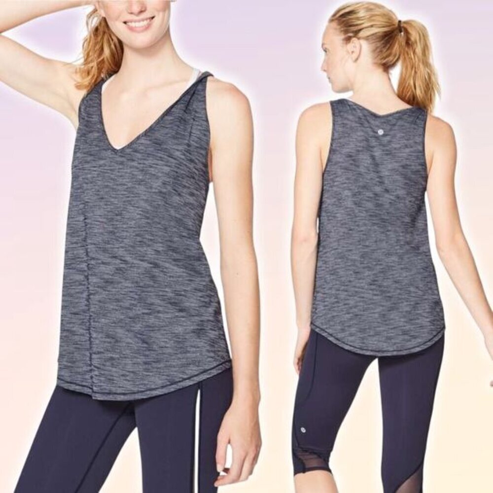 Lululemon Do The Twist Tank Sz 2 Heathered Deep Navy